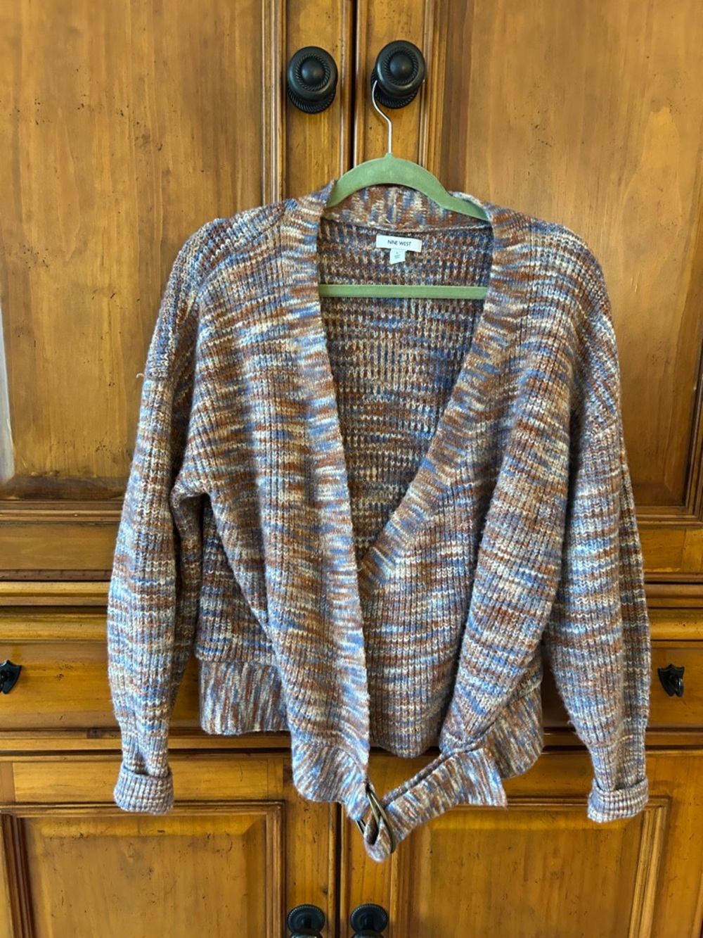 Nine West Marled Wrap style Cardigan in Brown and Blue